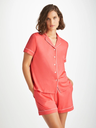 Derek Rose Women's Short Pyjamas Lara Micro Modal Stretch Coral In Pink
