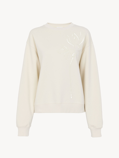 Chloé Sweat Col Rond Femme Blanc Taille Xs 100% Coton In White