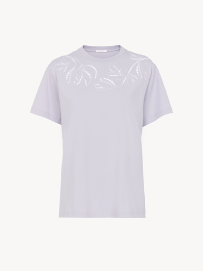 Chloé Embroidered T-shirt Pink Size S 100% Cotton