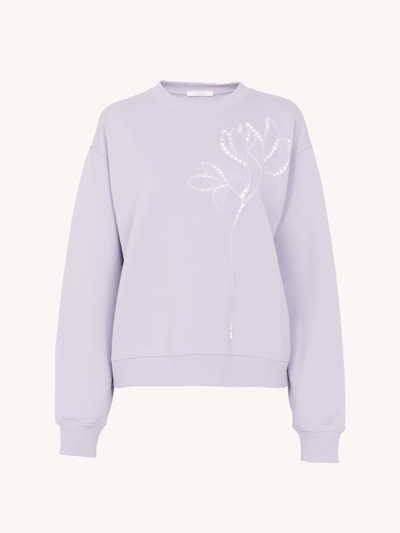 Chloé Sweat Col Rond Femme Rose Taille L 100% Coton In Pink