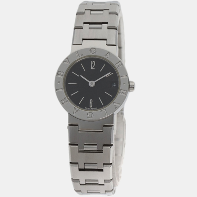 Pre-owned Bvlgari Black Stainless Steel Bb23ssd Quartz Women's Wristwatch 23 Mm