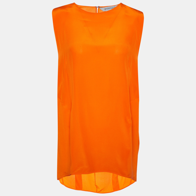Pre-owned Sportmax Orange Crepe Silk Sleeveless Top S