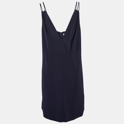 Pre-owned Victoria Beckham Navy Blue Plunge V-neck Mini Dress M