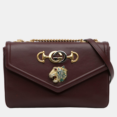 Pre-owned Gucci Burgundy Medium Rajah Crossbody Bag