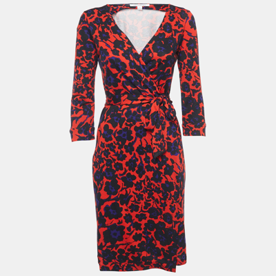 Pre-owned Diane Von Furstenberg Multicolor Jersey Wrap Dress M