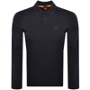 BOSS CASUAL BOSS PASSERBY LONG SLEEVED POLO T SHIRT NAVY