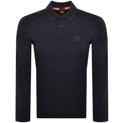 Boss Casual Boss Passerby Long Sleeved Polo T Shirt Navy In Black
