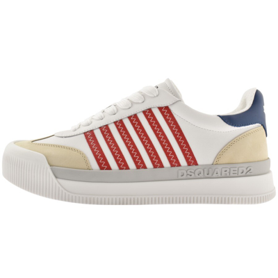 Dsquared2 Striped Lace-up Leather Trainers In White