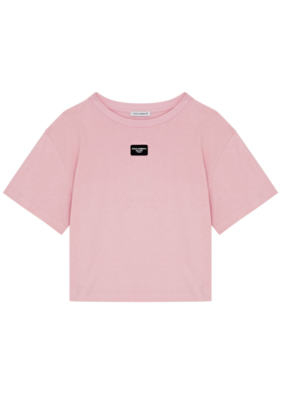 Dolce & Gabbana Kids Logo Cotton T-shirt (8-13 Years) In Pink
