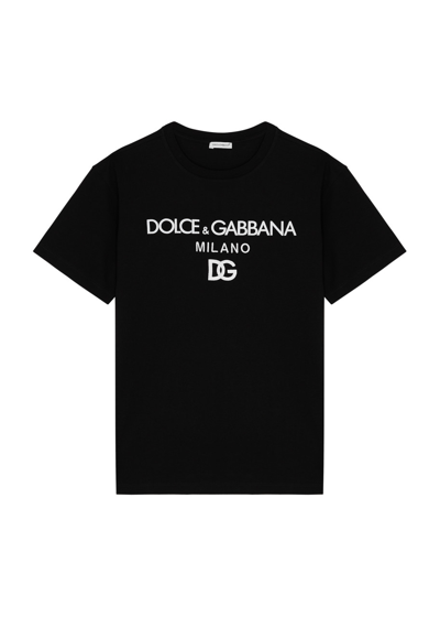 Dolce & Gabbana Kids Logo-print Cotton T-shirt (8-13 Years) In Black