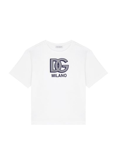 Dolce & Gabbana Kids Logo Cotton T-shirt (3-6 Years) In White