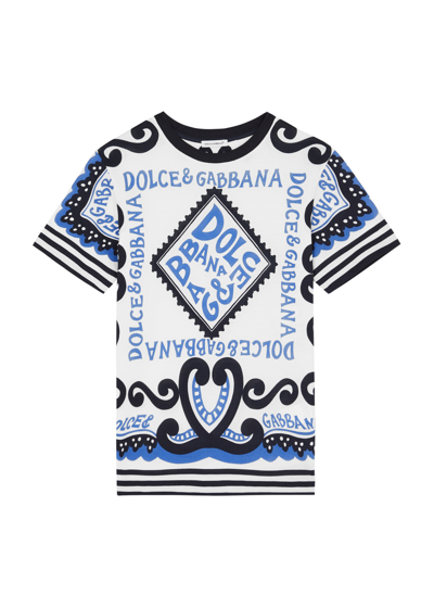 Dolce & Gabbana Kids Printed Cotton T-shirt (8-13 Years) In Blue