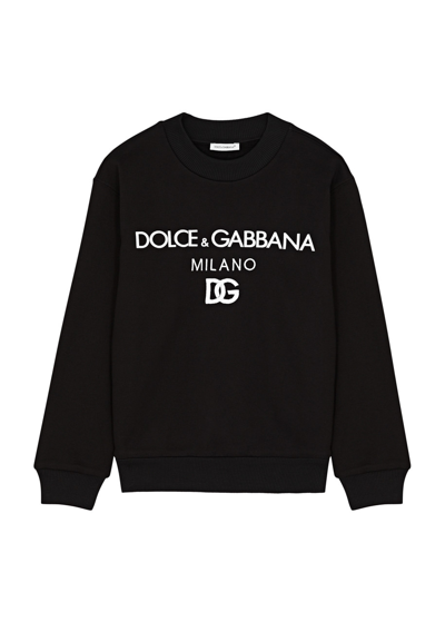 Dolce & Gabbana Kids Logo Cotton Sweatshirt (8-13 Years) In Black