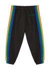 Mini Rodini Rainbow Stripe Jersey Sweatpants In Black
