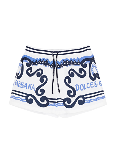 Dolce & Gabbana Kids Printed Shell Swim Shorts (8-13 Years) In Blue