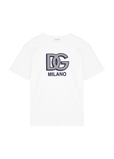 Dolce & Gabbana Kids Logo Cotton T-shirt (8-13 Years) In White