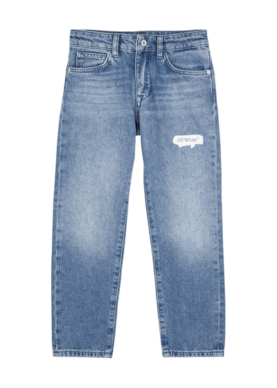 Off-white Kids Logo-print Denim Jeans (4-10 Years) In Blue