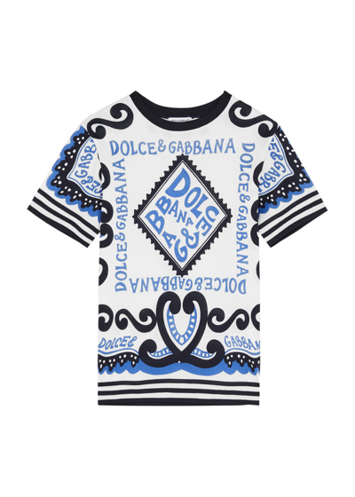 Dolce & Gabbana Kids Printed Cotton T-shirt (3-6 Years) In Blue