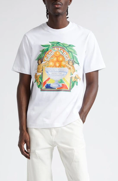 Casablanca White Short-sleeve T-shirt With Cherub Graphic Print