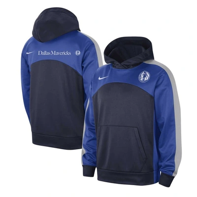 NIKE NIKE NAVY/BLUE DALLAS MAVERICKS AUTHENTIC STARTING FIVE FORCE PERFORMANCE PULLOVER HOODIE