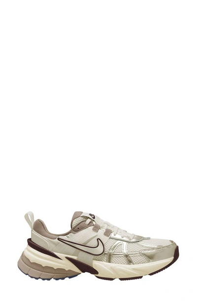 Nike V2k Run Rubber And Metallic Leather-trimmed Mesh Sneakers In Beige