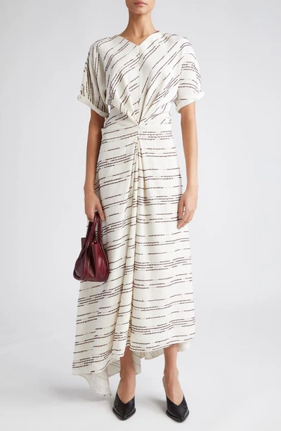 Proenza Schouler Stripe-pattern Asymmetric Maxi Dress In White Multi