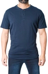 Maceoo Core Short Sleeve Henley In Blue