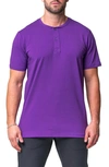 Maceoo Core Short Sleeve Henley In Purple