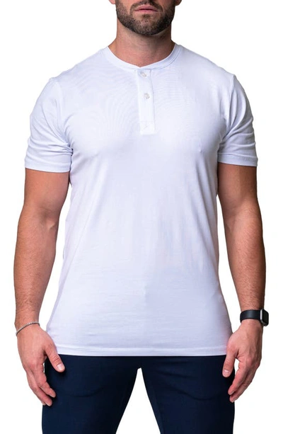 Maceoo Men's Core Henley Shirt In White