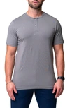 Maceoo Core Short Sleeve Henley In Grey