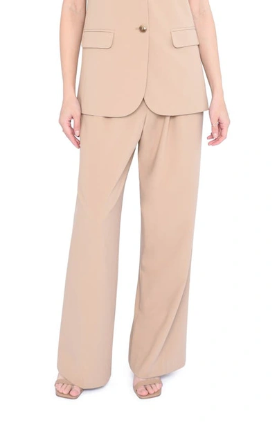 Wayf Wilshire Pleat Front Pants In Khaki