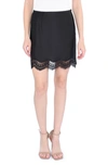Wayf Lace Trim Satin Miniskirt In Black