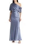 Amsale Women's Satin One-shoulder Gown In Slate