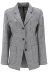 Totême Toteme Womens Grey Melange Single-breasted Jersey Wool And Recycled Polyamide-blend Blazer In Grey