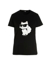 Karl Lagerfeld Ikon Choupette Rhinestone-embellished T-shirt In Black
