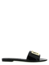 Dolce & Gabbana Logo-plaque Leather Slides In Black