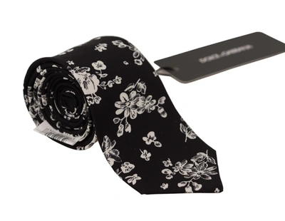 Dolce & Gabbana Elegance In Bloom Silk Bow Men's Tie In Black