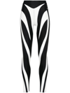 Mugler Panelled Mesh And Jersey Leggings In Black