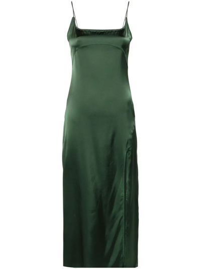 Jacquemus La Robe Notte Satin Slip Dress In Green