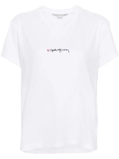 Stella Mccartney Logo-embroidered Cotton T-shirt In Black