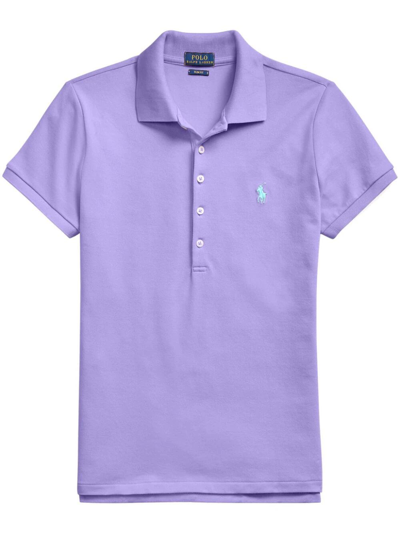 Polo Ralph Lauren Julie Logo-embroidered Polo Shirt In Pink & Purple