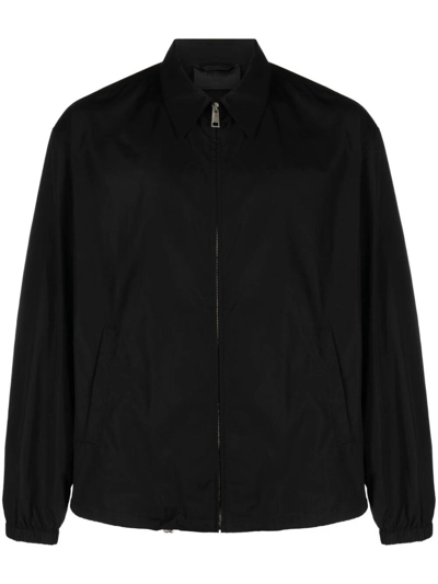 Prada Zipped Shirt Jacket In Black