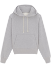 Saint Laurent Logo Stretch Cotton Hoodie In Grey