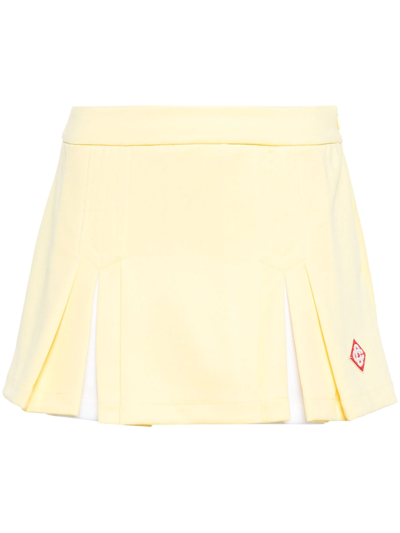 Casablanca Logo-embroidered Pleated Miniskirt In Yellow