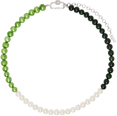 Veert Multicolor 'the Chunk Multi Green Freshwater Pearl' Necklace In Pearl/white Gold