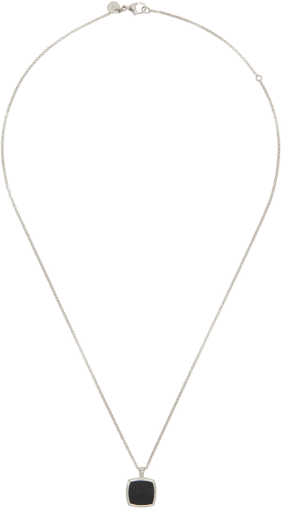 Tom Wood Cushion Onyx Pendant Necklace In 925 Sterling Silver