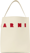 MARNI OFF-WHITE LEATHER MUSEO PATCHES TOTE