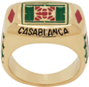 Casablanca Tennis Club Signet Ring In Gold / Green