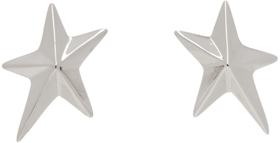 Mugler Silver Mini Star Earrings In Palladium