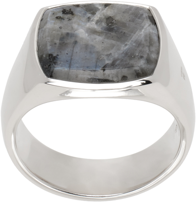 Tom Wood Cushion Larvikite Ring In Black